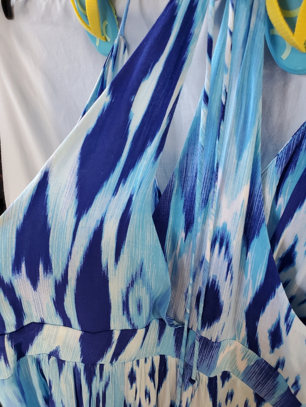 Athleta Blue Ikat Halter Maxi Dress with White Accents - Picture 7 of 12